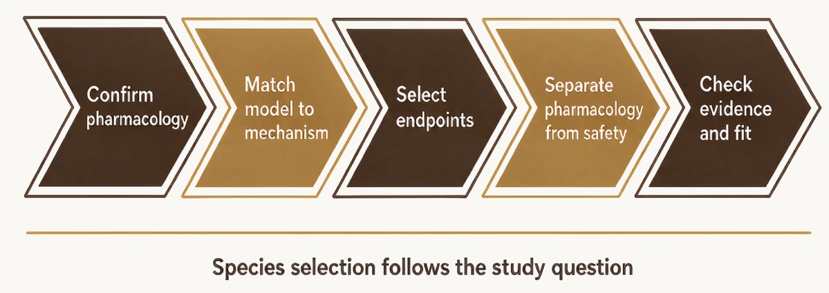 Species selection follows the study question Species selection follows the study question